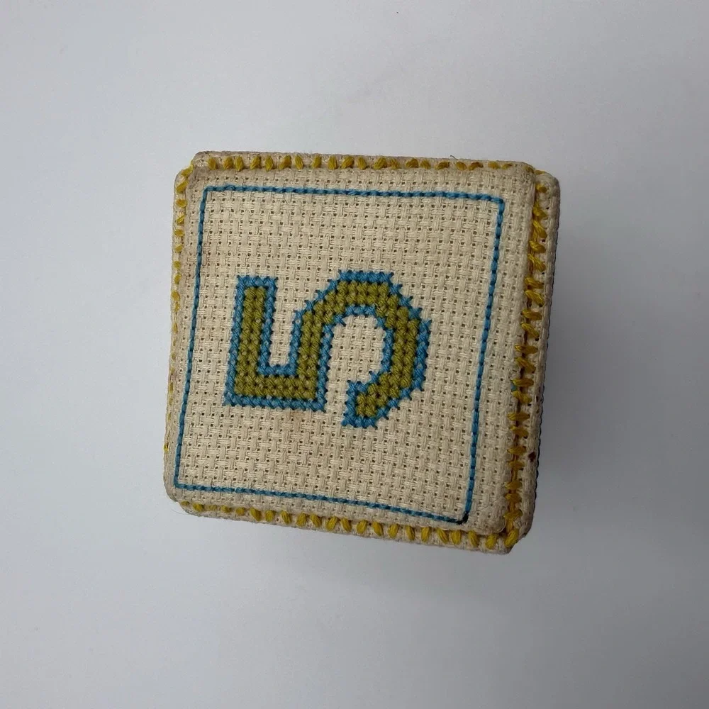 Needlepoint Hand Stitched Letter Picture Cubes Kids Decor 1 Cube Nursery Decor‎